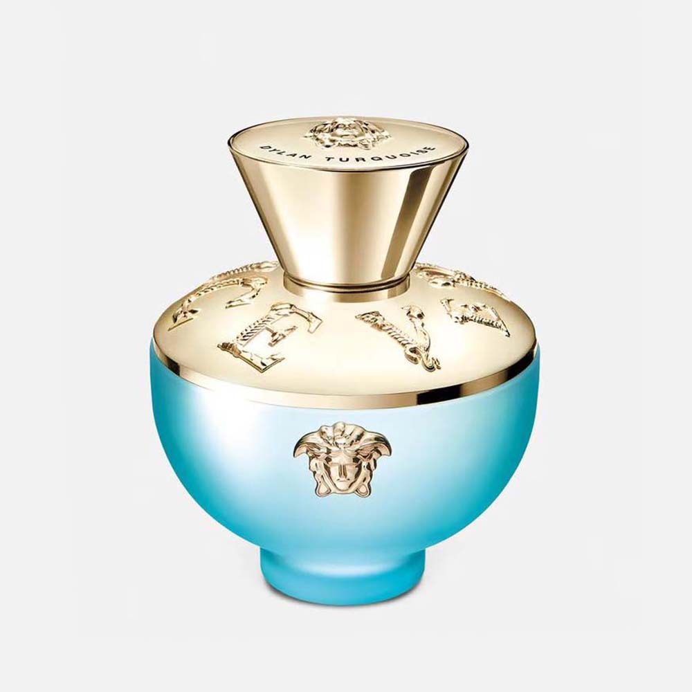 Front view of Versace Women Dylan Turquoise Edt 100 ml bottle