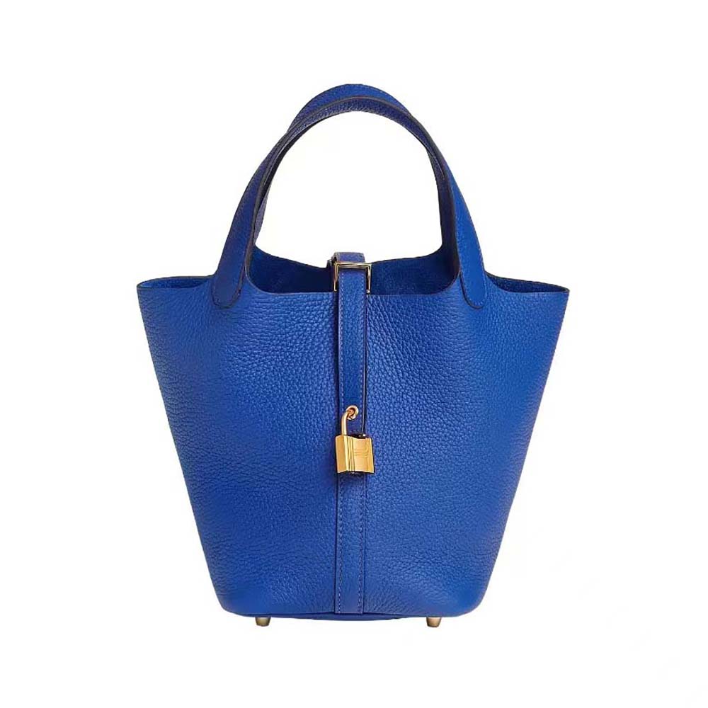 Hermes Women Picotin Lock 18cm in Clémence leather-Navy