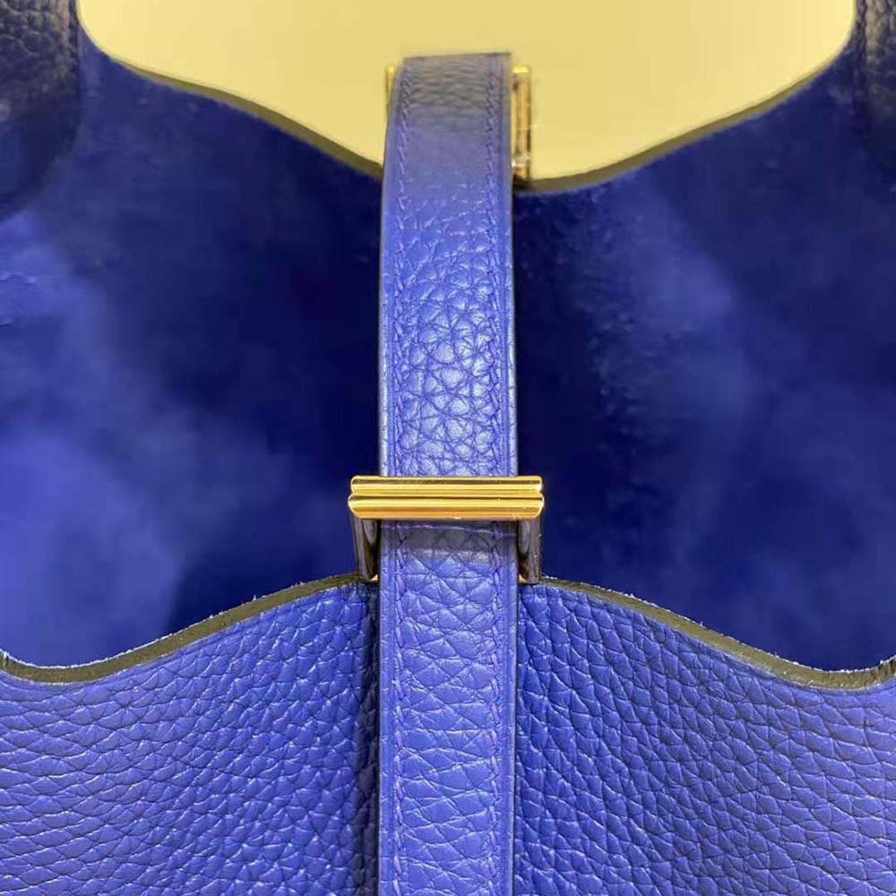 Hermes Women Picotin Lock 18cm in Clémence leather-Navy - image 8