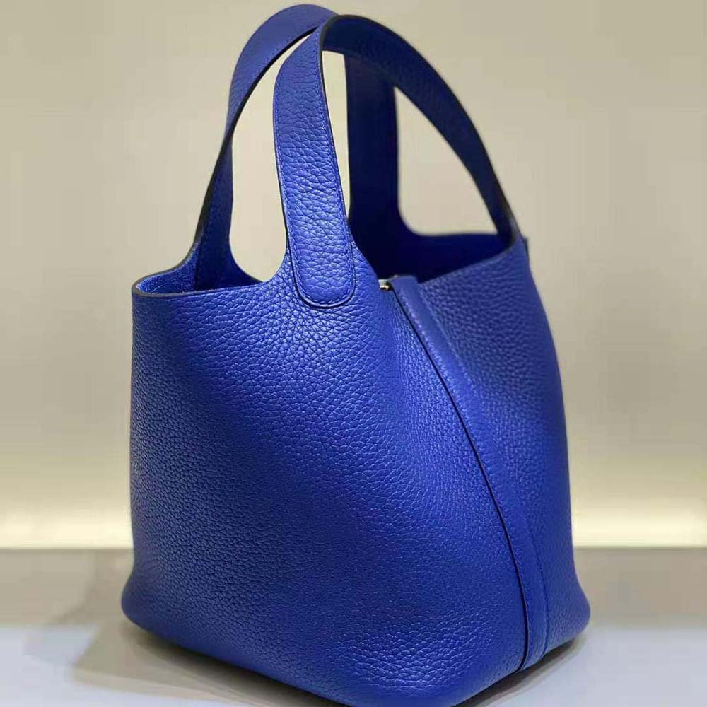 Hermes Women Picotin Lock 18cm in Clémence leather-Navy - image 4