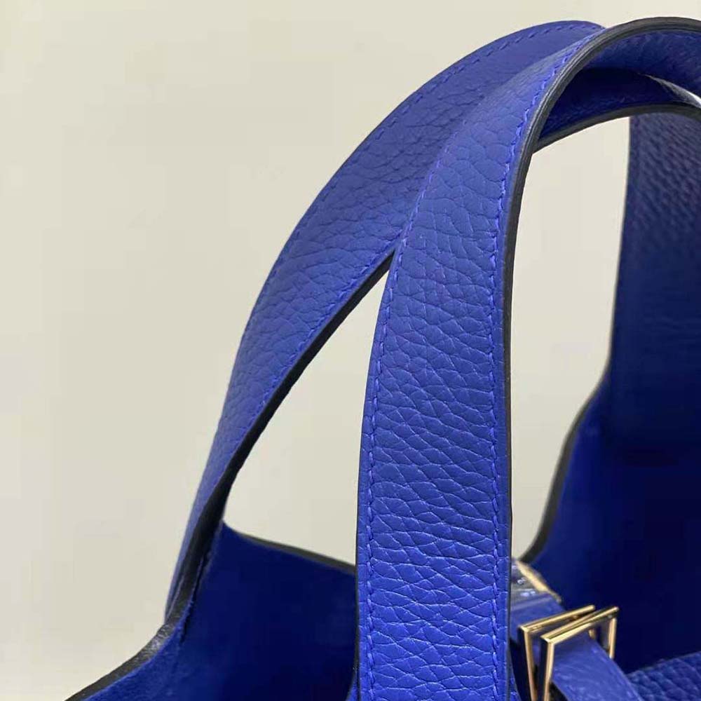 Hermes Women Picotin Lock 18cm in Clémence leather-Navy - image 7