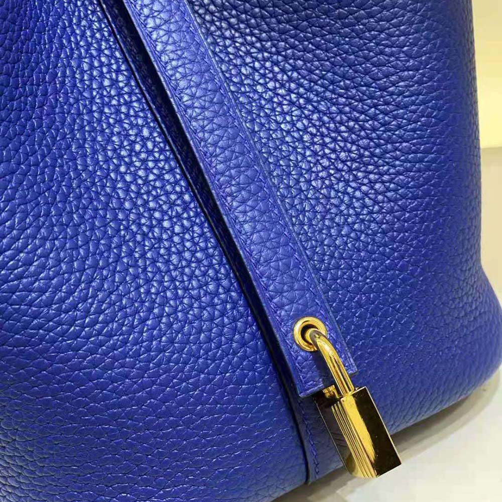 Hermes Women Picotin Lock 18cm in Clémence leather-Navy - image 10