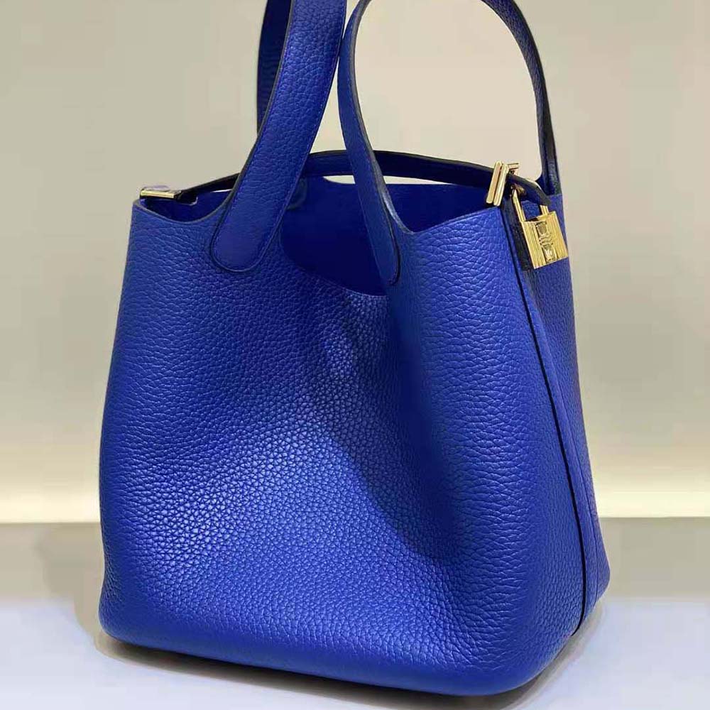 Hermes Women Picotin Lock 18cm in Clémence leather-Navy - image 5