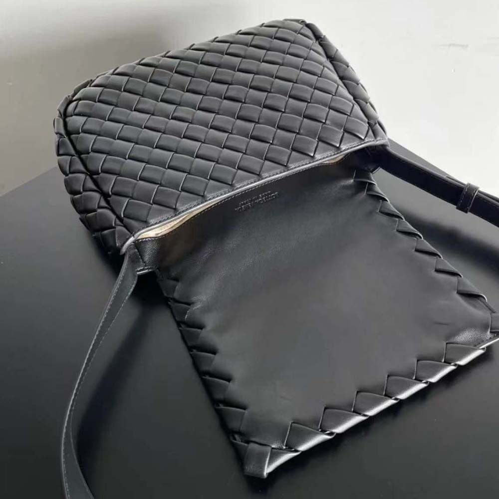 Bottega Veneta Unisex Small Cobble Messenger in Calfskin Leather-Black - image 5