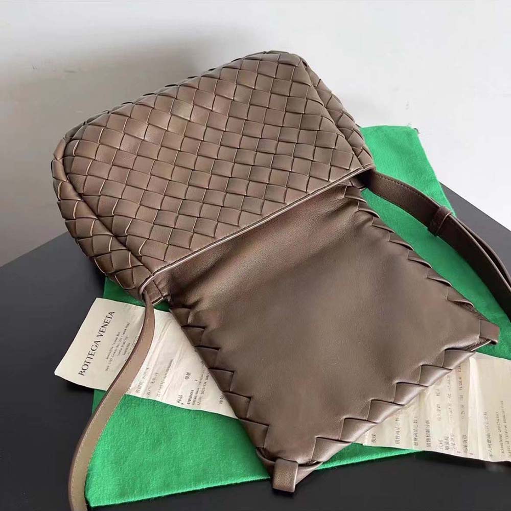 Bottega Veneta Unisex Small Cobble Messenger in Calfskin Leather-Chocolate - image 4
