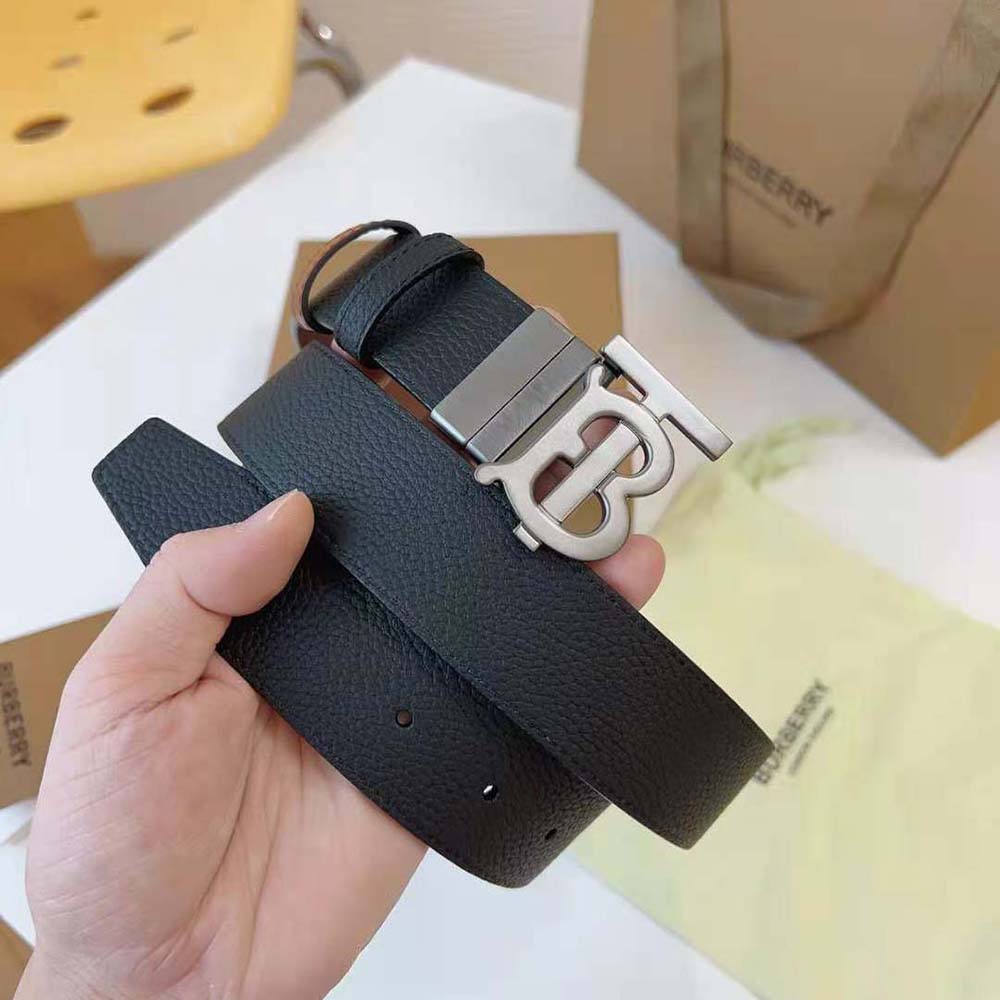 Burberry Men Reversible Leather TB Belt-Black - image 6