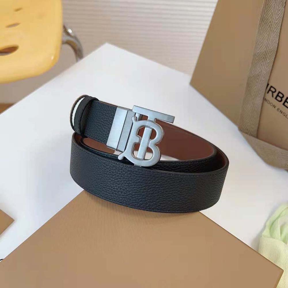 Burberry Men Reversible Leather TB Belt-Black - image 5