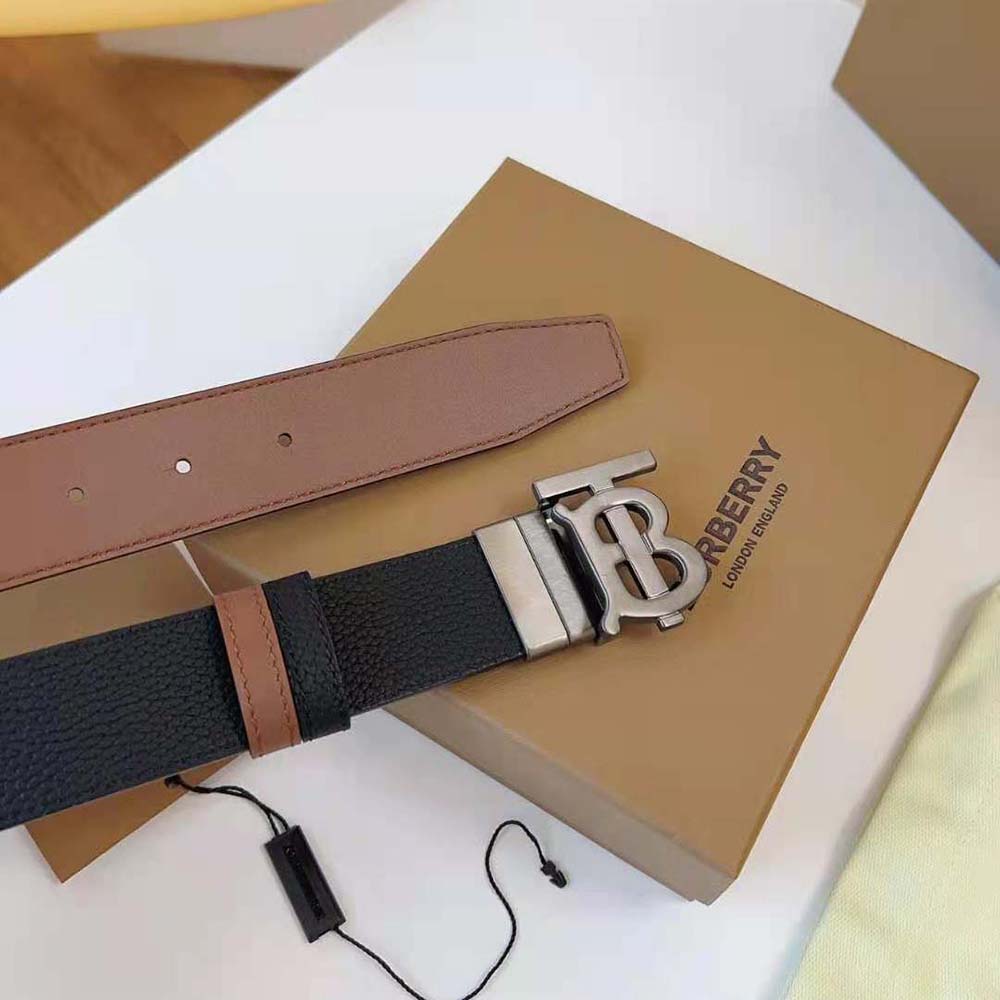 Burberry Men Reversible Leather TB Belt-Black - image 7