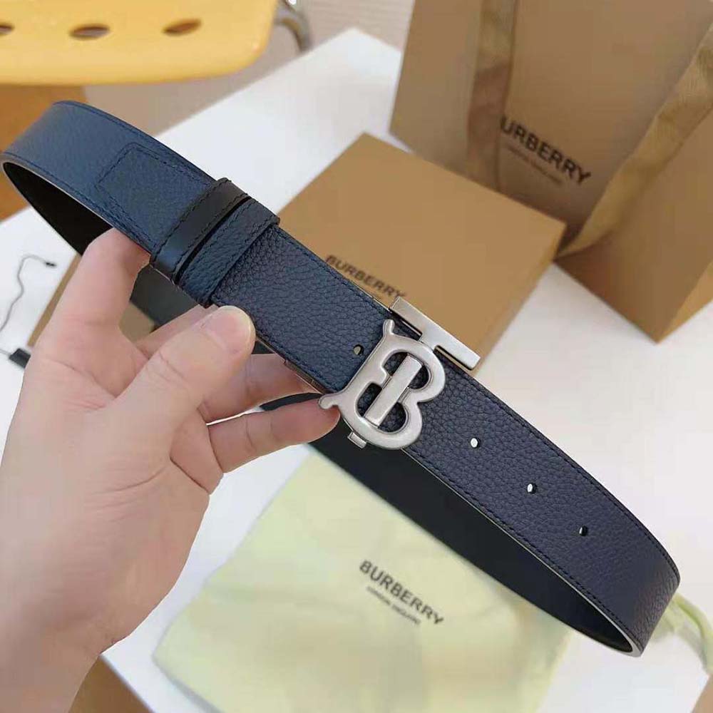 Burberry Men Reversible Leather TB Belt-Navy - image 6