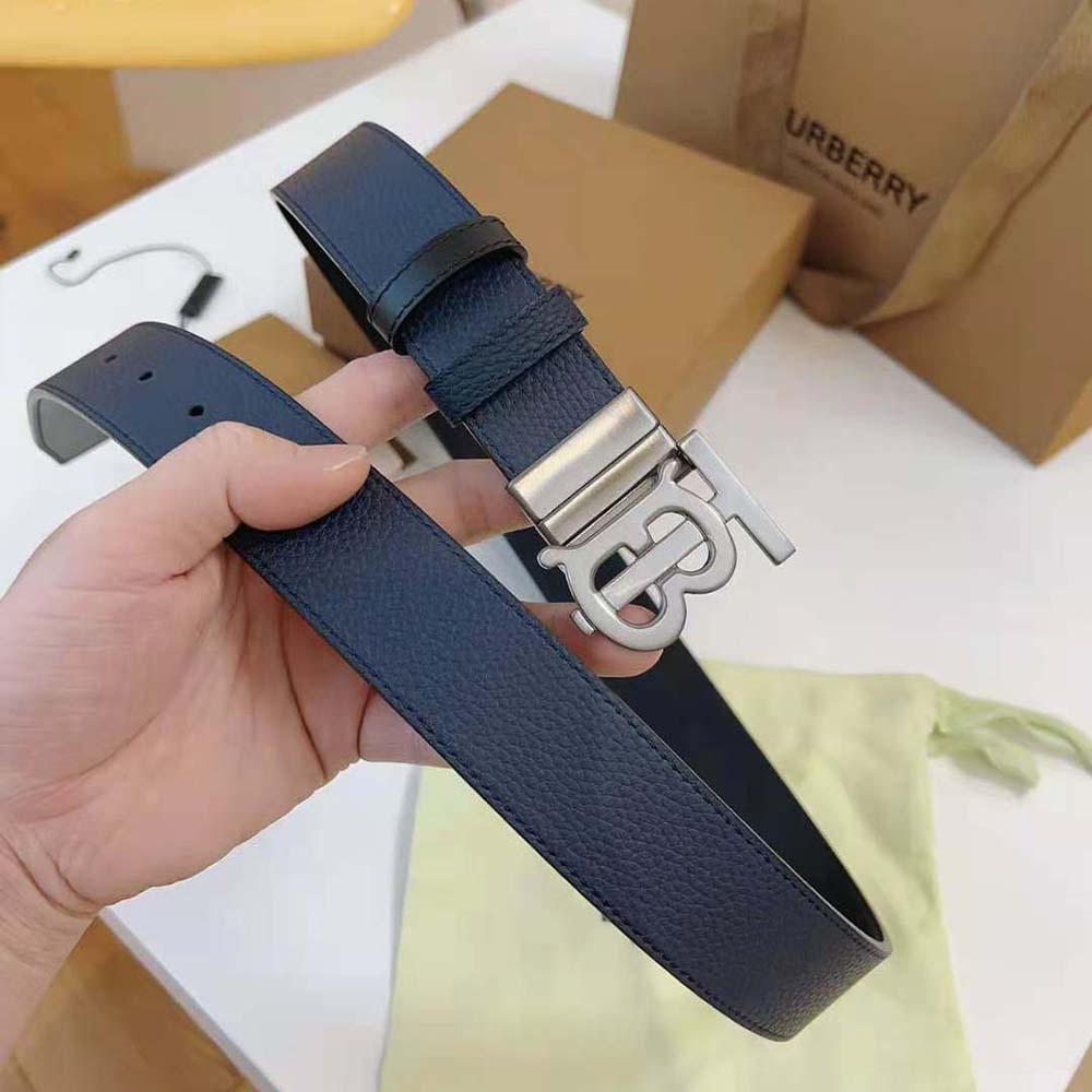 Burberry Men Reversible Leather TB Belt-Navy - image 4