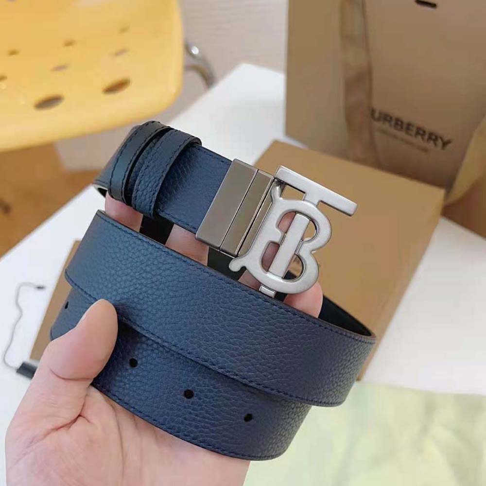 Burberry Men Reversible Leather TB Belt-Navy - image 5