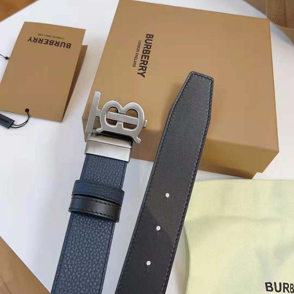 Burberry Men Reversible Leather TB Belt-Navy - image 7