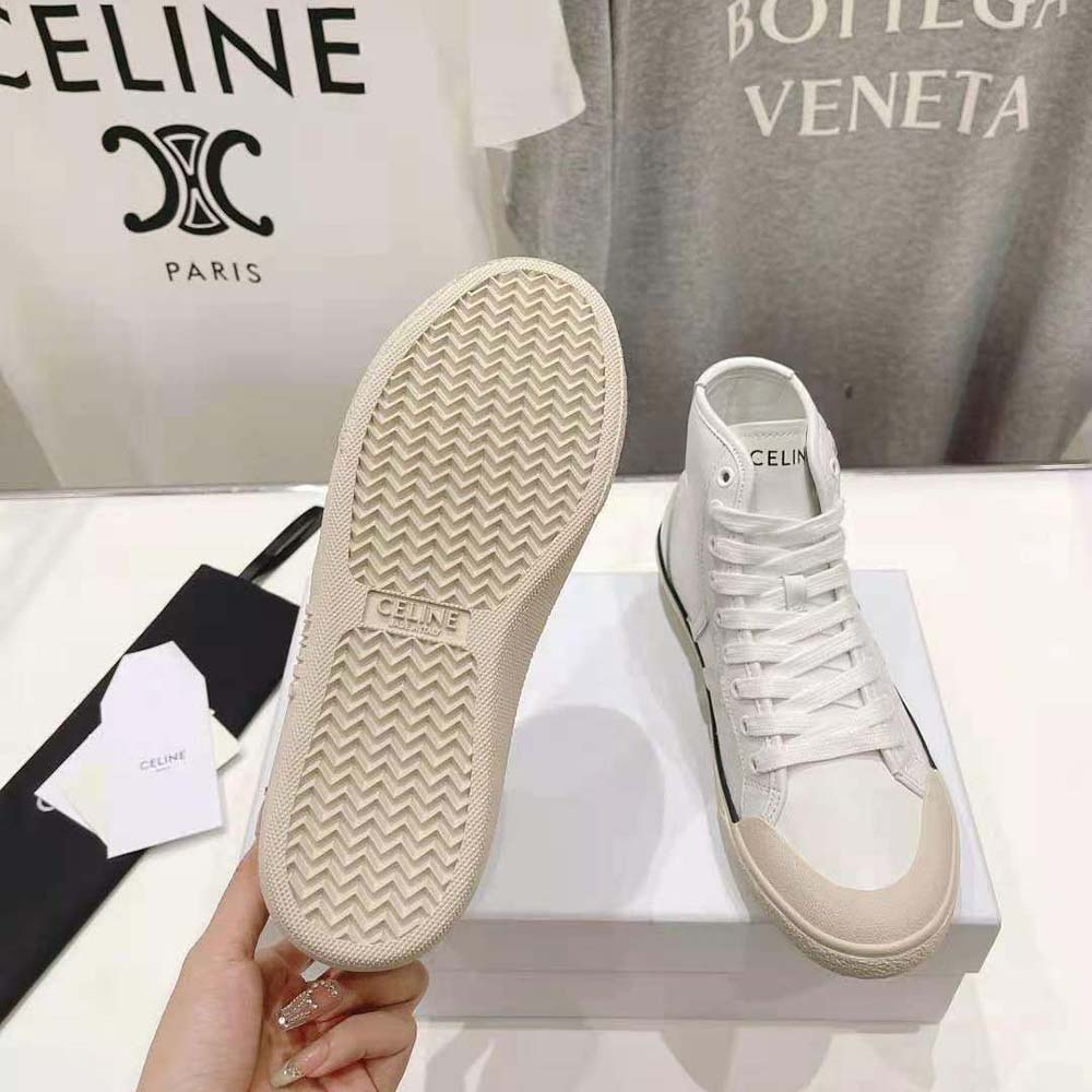Celine Unisex As-02 Mid Low Lace-up Celine Alan Sneakers with Triomphe Patch in Calfskin - image 10