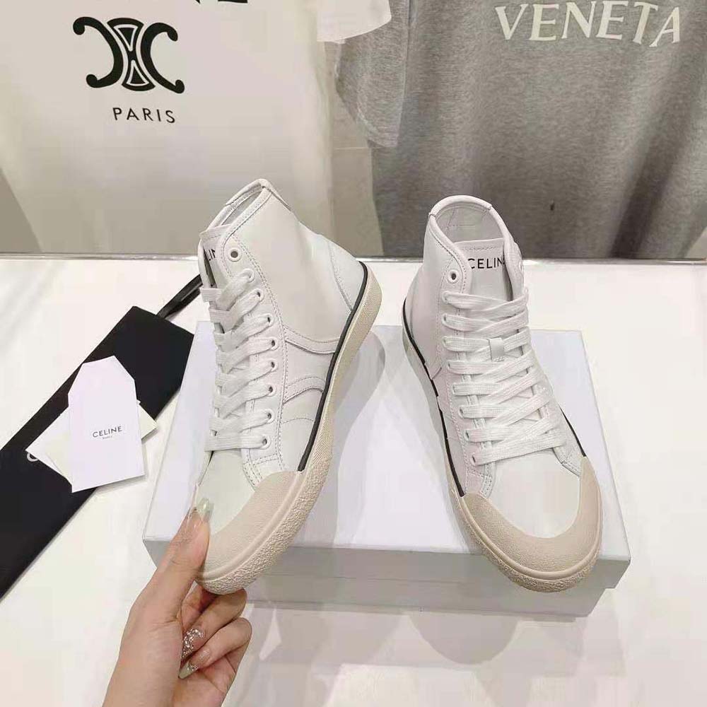 Celine Unisex As-02 Mid Low Lace-up Celine Alan Sneakers with Triomphe Patch in Calfskin - image 4