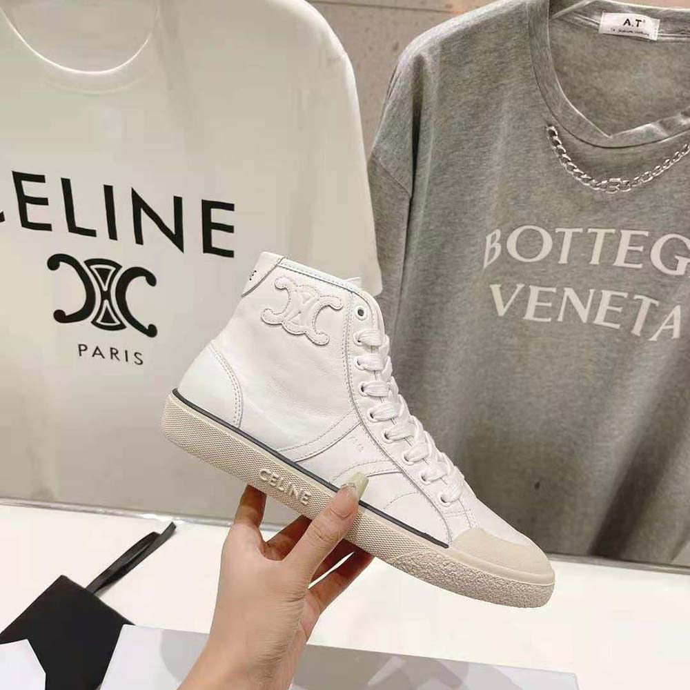 Celine Unisex As-02 Mid Low Lace-up Celine Alan Sneakers with Triomphe Patch in Calfskin - image 7