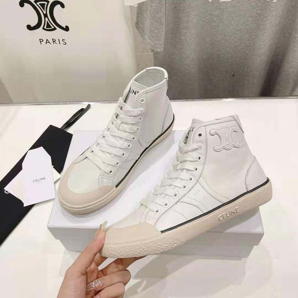 Celine Unisex As-02 Mid Low Lace-up Celine Alan Sneakers with Triomphe Patch in Calfskin - image 5