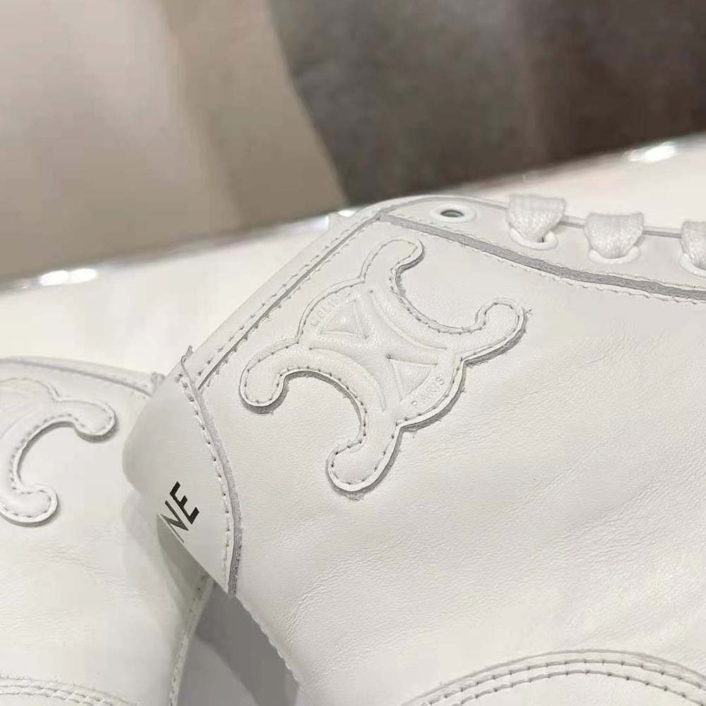 Celine Unisex As-02 Mid Low Lace-up Celine Alan Sneakers with Triomphe Patch in Calfskin - image 8