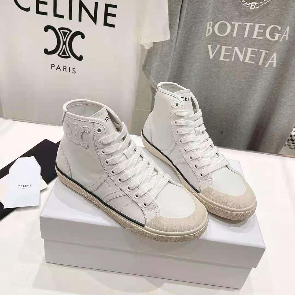 Top view showing lace-up closure on Celine Unisex As-02 Mid Low Celine Alan Sneakers