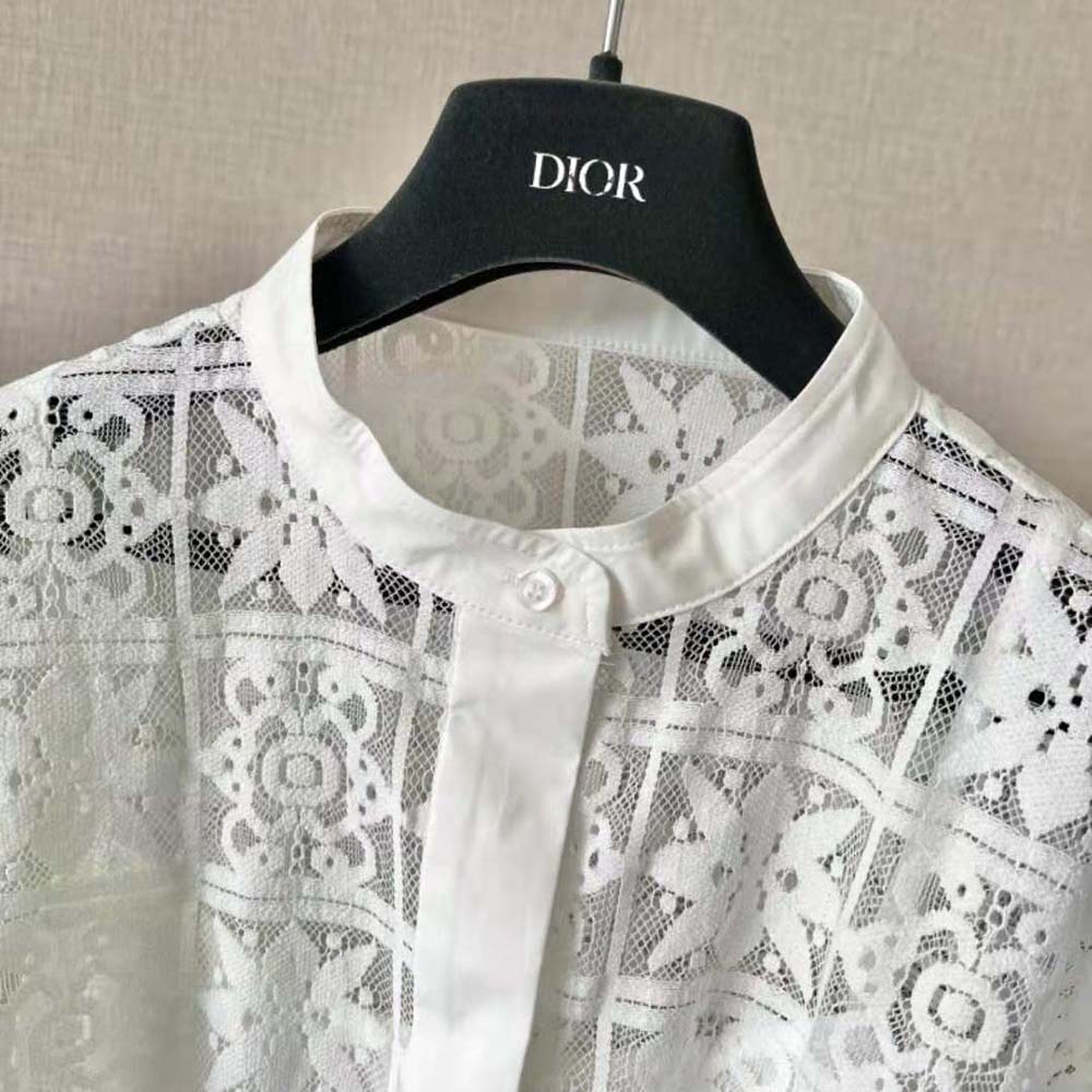Dior Women Blouse Ecru Technical Cotton Lace - image 4