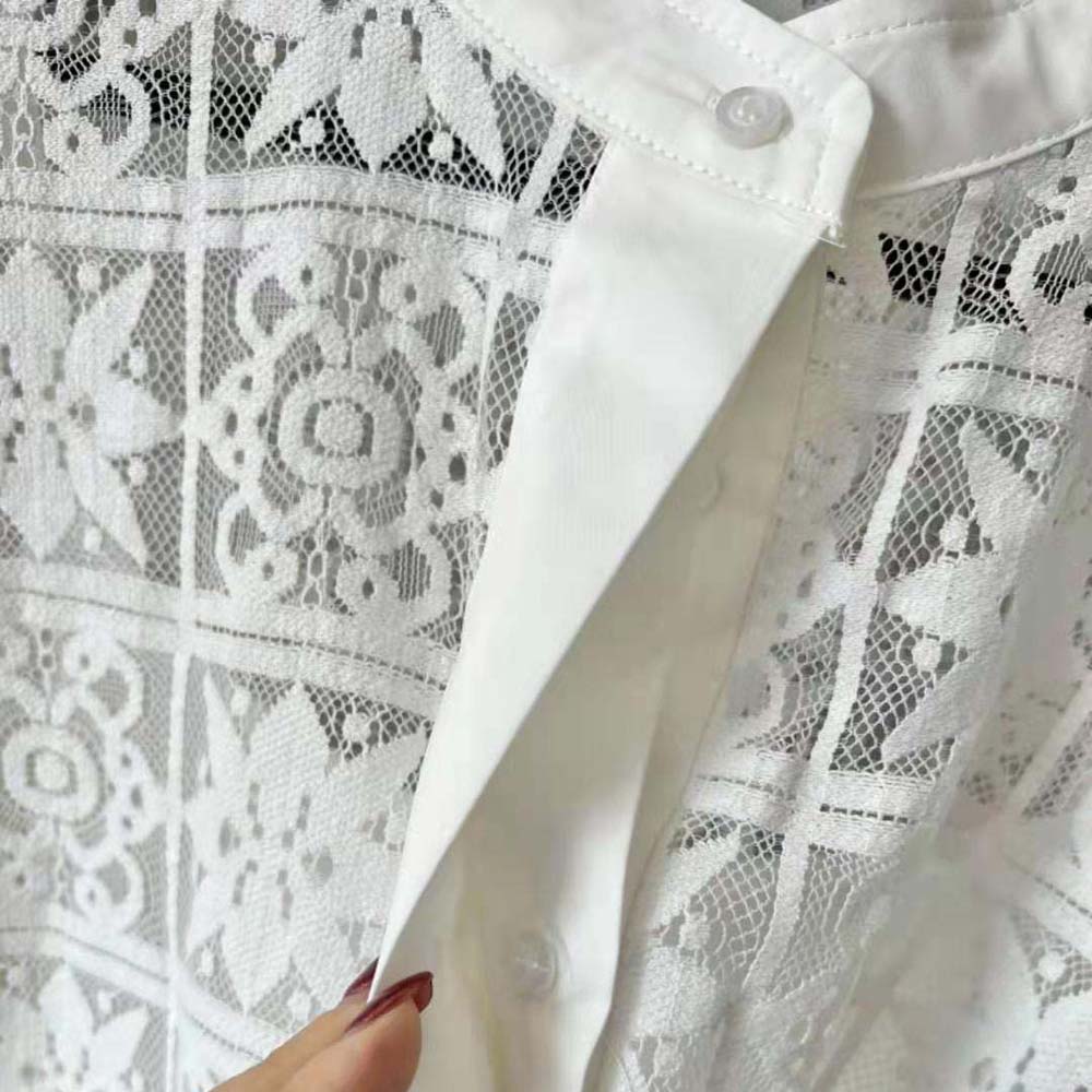 Dior Women Blouse Ecru Technical Cotton Lace - image 8