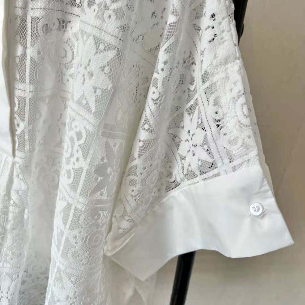 Dior Women Blouse Ecru Technical Cotton Lace - image 5