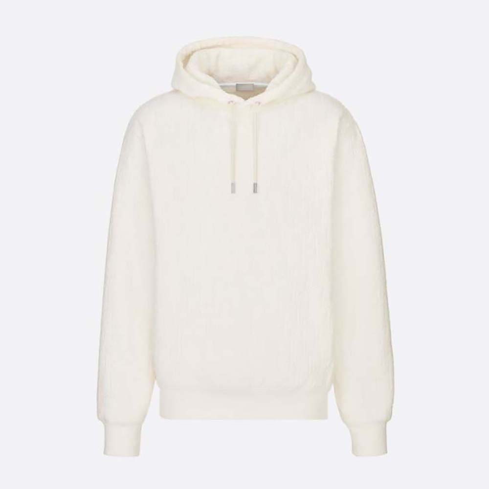 Front view of Dior Men Dior Oblique Hooded Sweatshirt Relaxed Fit in white