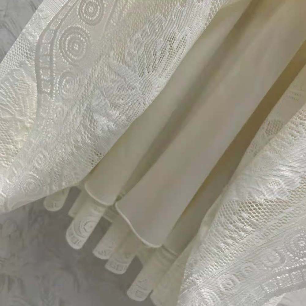 Dior Women Flared Mid-Length Skirt Ecru Technical Cotton Lace with D-Lace Butterfly Motif - image 9
