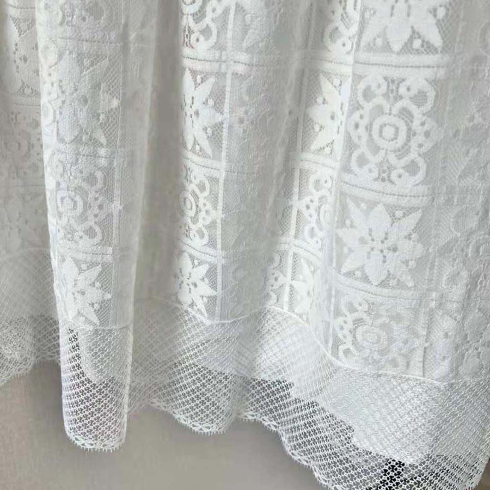Dior Women Flared Mid-Length Skirt Ecru Technical Cotton Lace with Star Motif - image 5