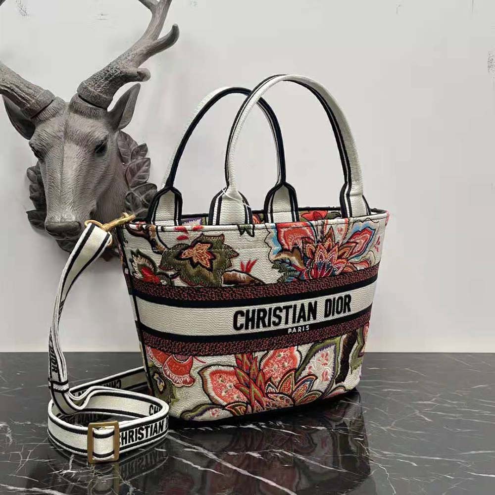 Dior Women Hat Basket Bag Natural Multicolor Albero della Vita Embroidery - image 5