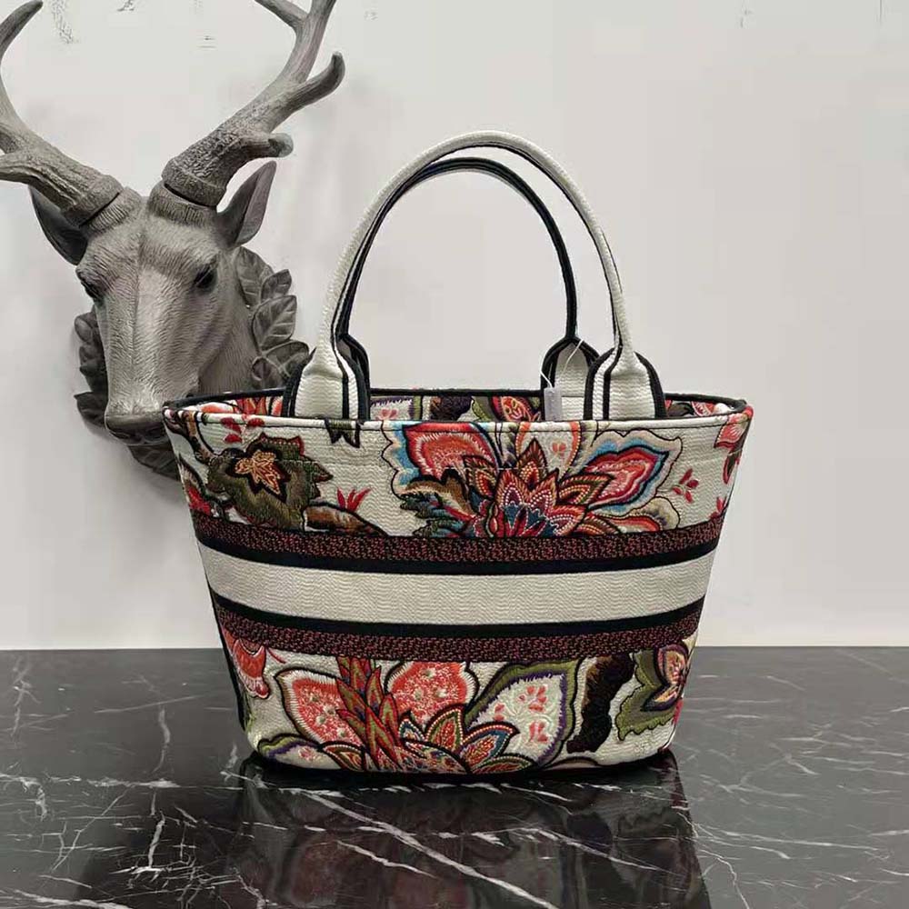 Dior Women Hat Basket Bag Natural Multicolor Albero della Vita Embroidery - image 4