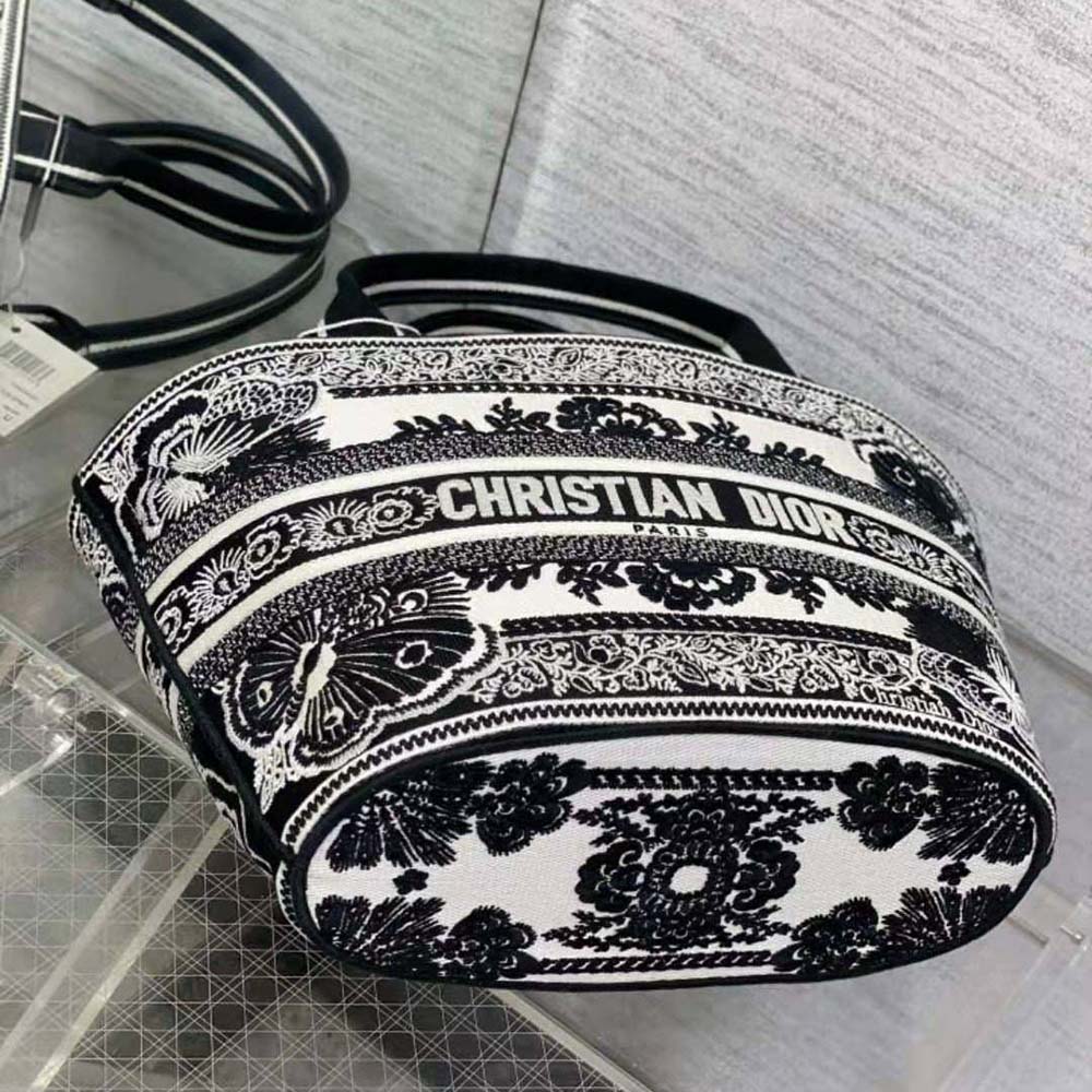 Dior Women Hat Basket Bag White and Black Butterfly Bandana Embroidery - image 7