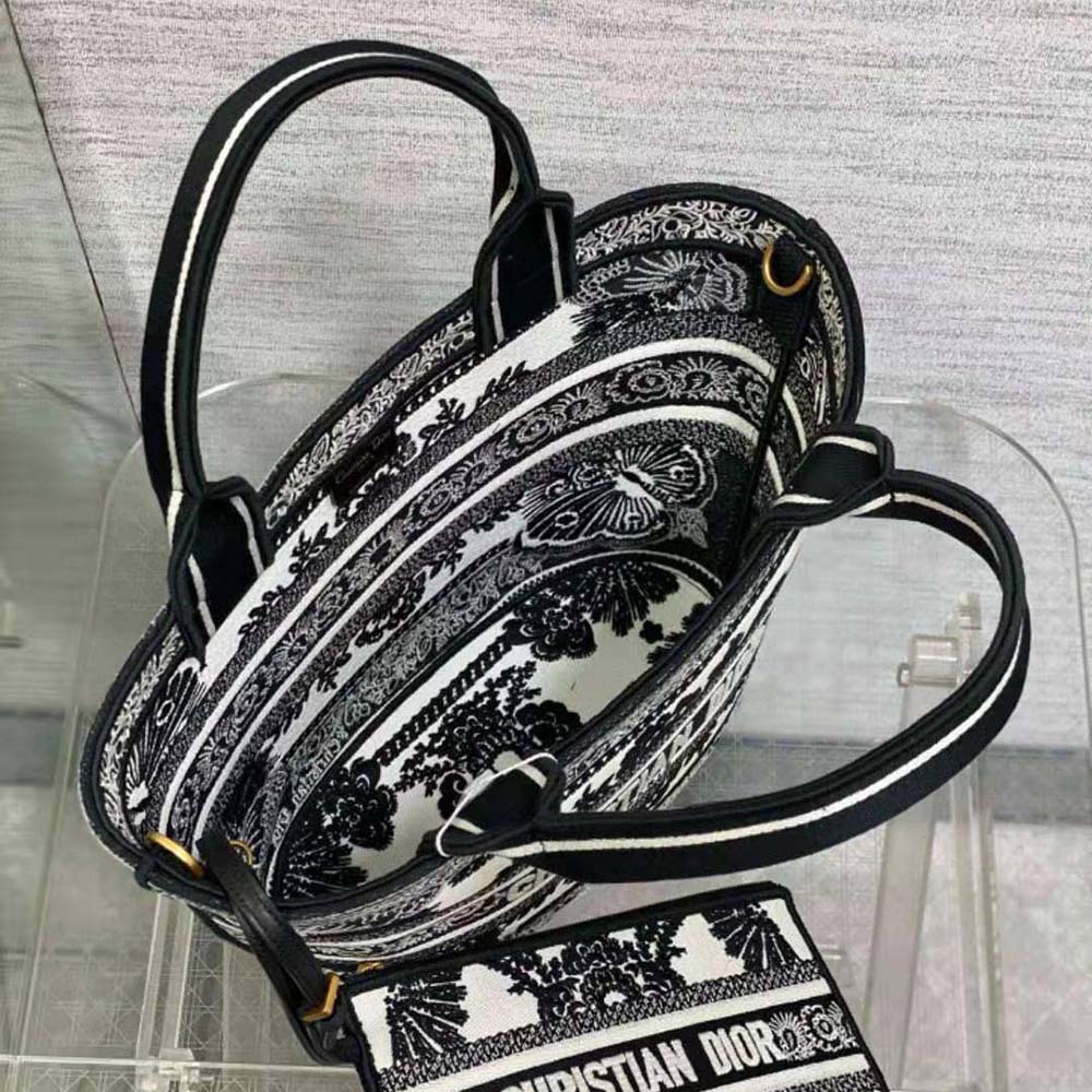 Dior Women Hat Basket Bag White and Black Butterfly Bandana Embroidery - image 8