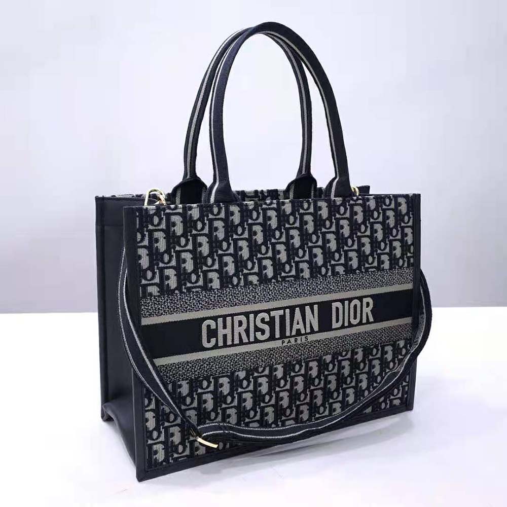 Dior Women Medium Dior Book Tote Blue Dior Oblique Embroidery and Calfskin - image 4