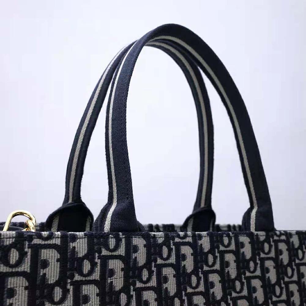 Dior Women Medium Dior Book Tote Blue Dior Oblique Embroidery and Calfskin - image 6