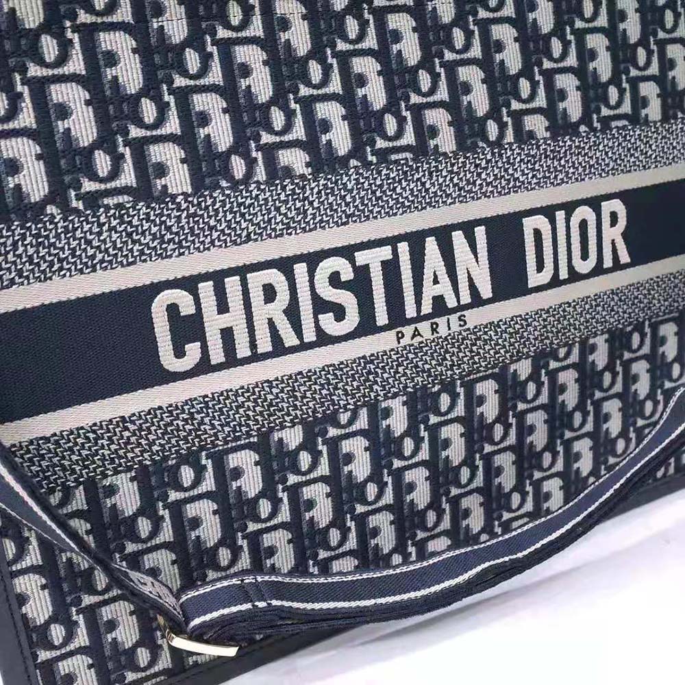 Dior Women Medium Dior Book Tote Blue Dior Oblique Embroidery and Calfskin - image 9