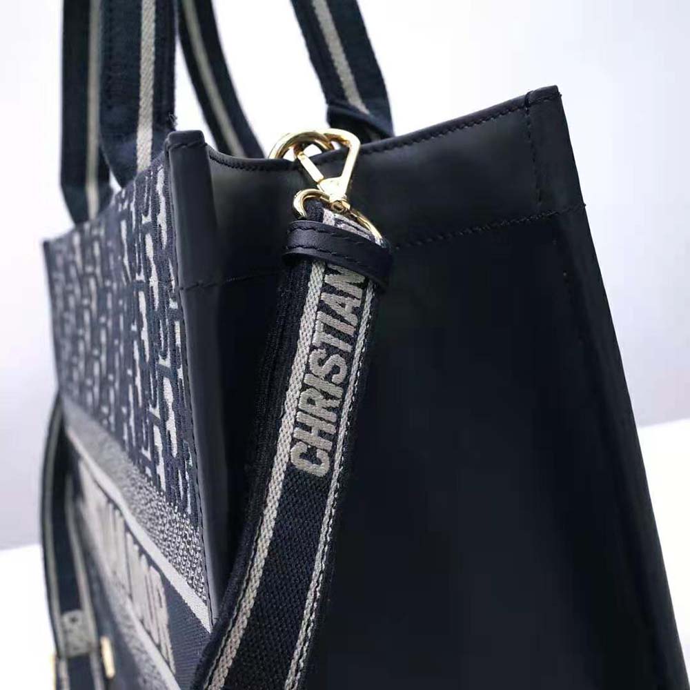 Dior Women Medium Dior Book Tote Blue Dior Oblique Embroidery and Calfskin - image 7