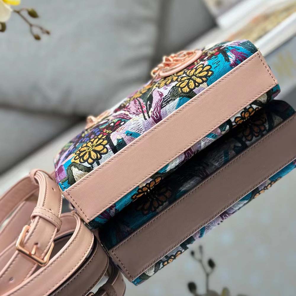 Dior Women Medium Lady D-joy Bag Beige Multicolor Brocart Embroidery - image 8