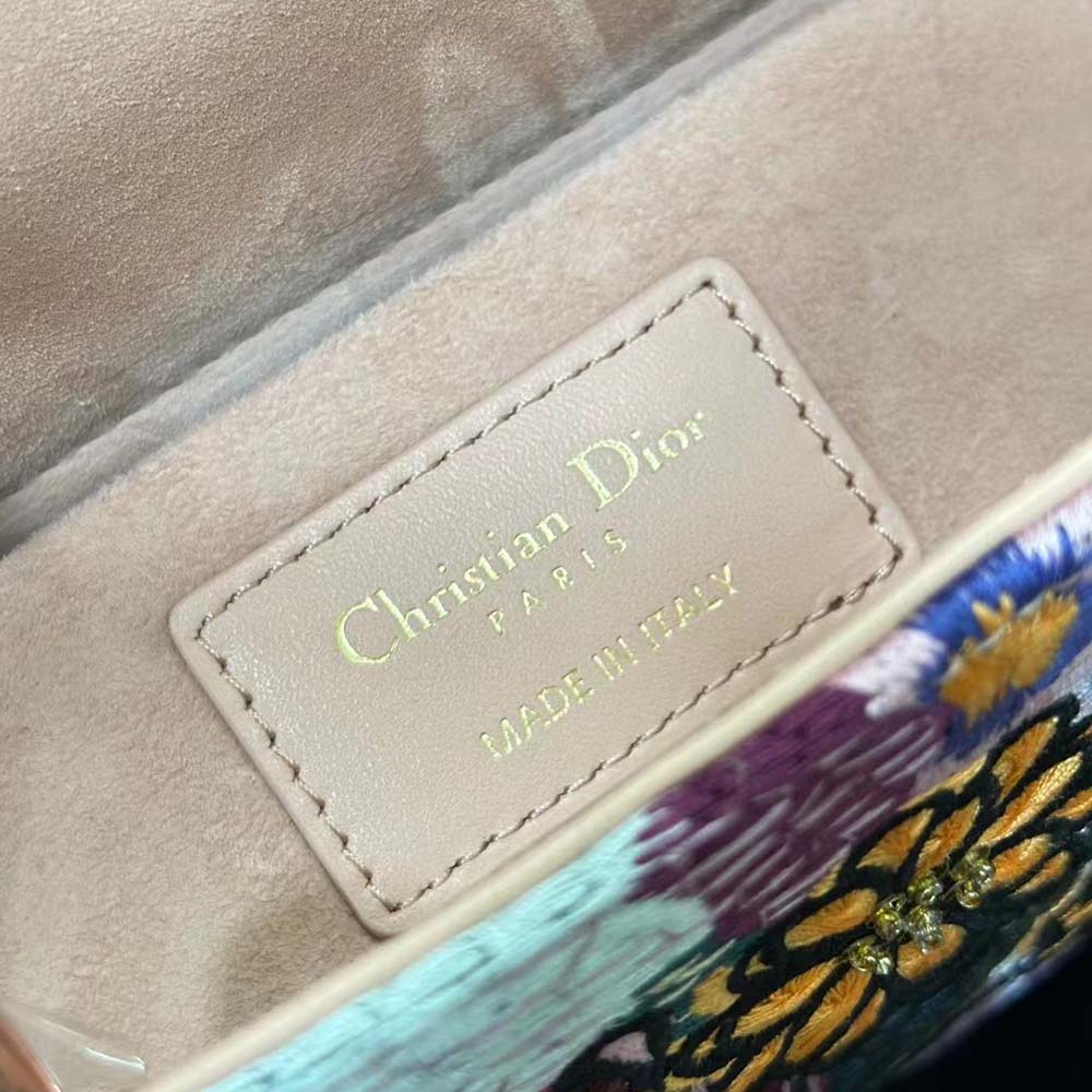 Dior Women Medium Lady D-joy Bag Beige Multicolor Brocart Embroidery - image 10