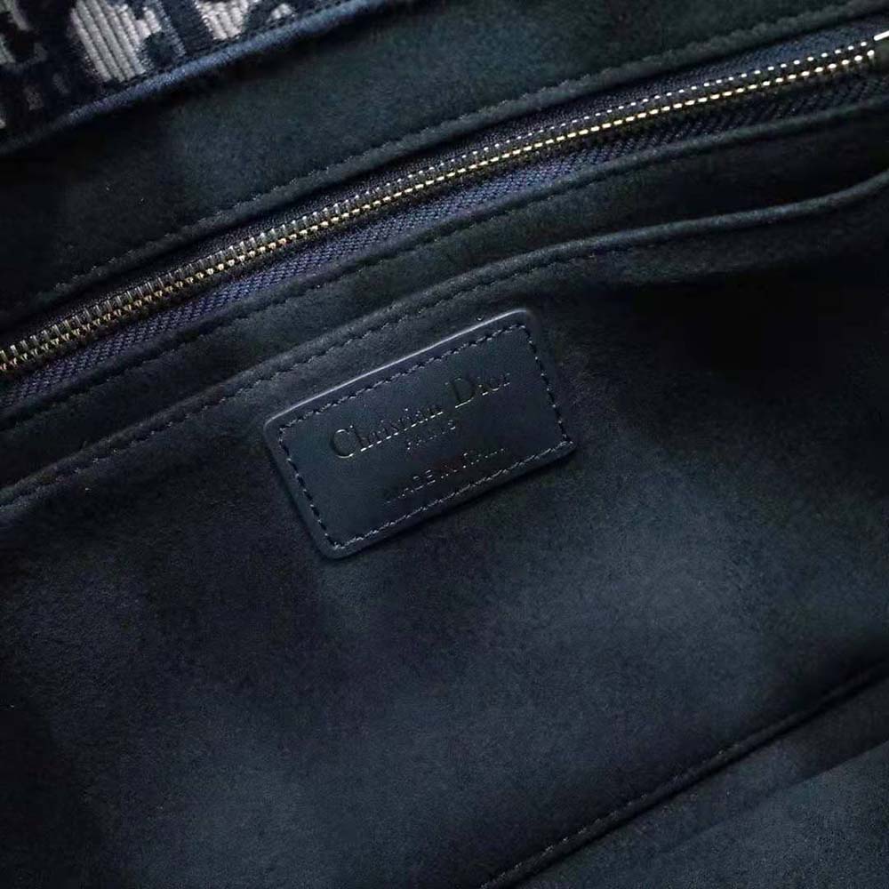 Dior Women Small Dior Book Tote Blue Dior Oblique Embroidery and Calfskin - image 10