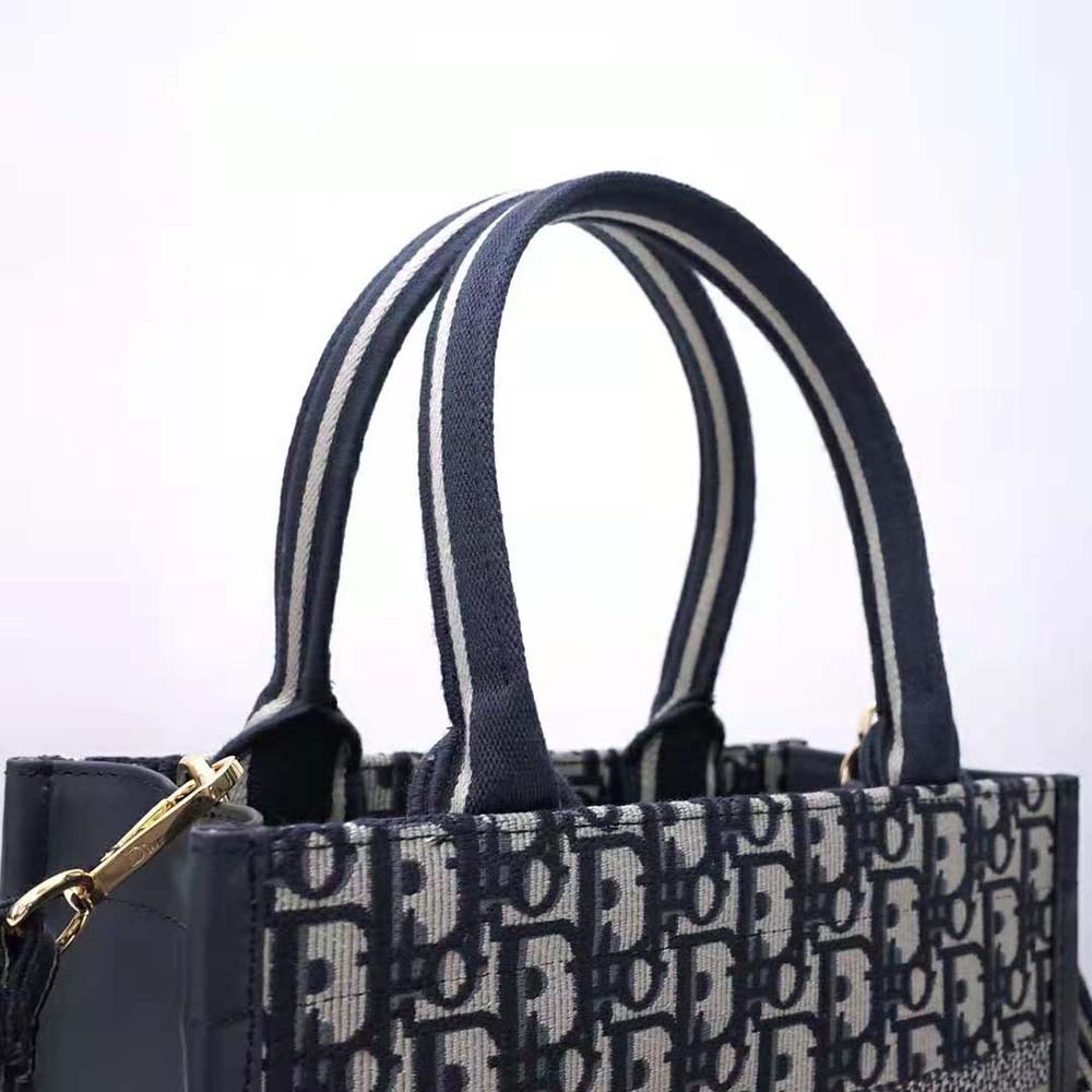Dior Women Small Dior Book Tote Blue Dior Oblique Embroidery and Calfskin - image 8