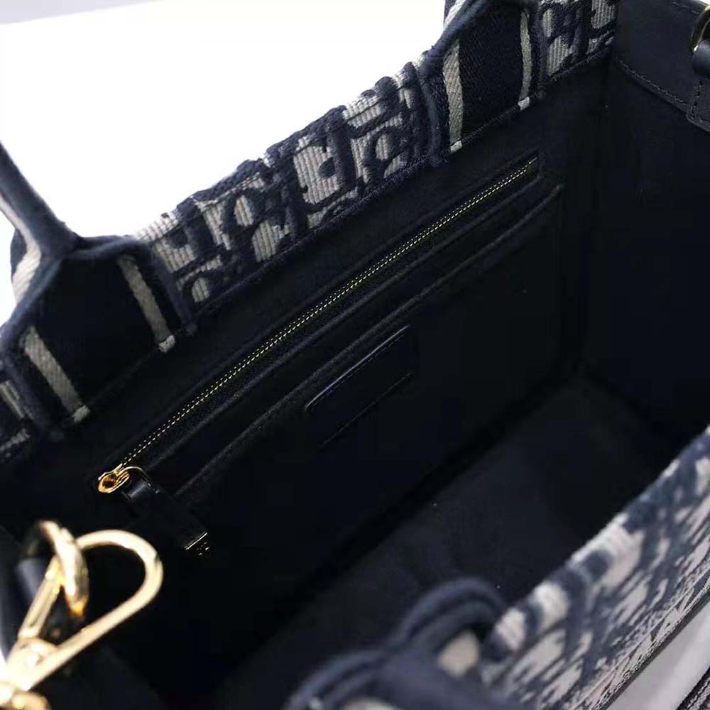 Dior Women Small Dior Book Tote Blue Dior Oblique Embroidery and Calfskin - image 9