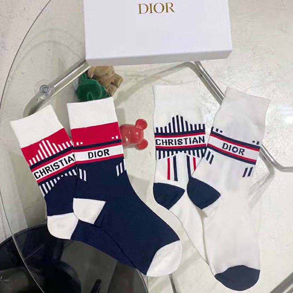 Dior Women Socks White and Ecru Dior Oblique Cotton Blend - image 6