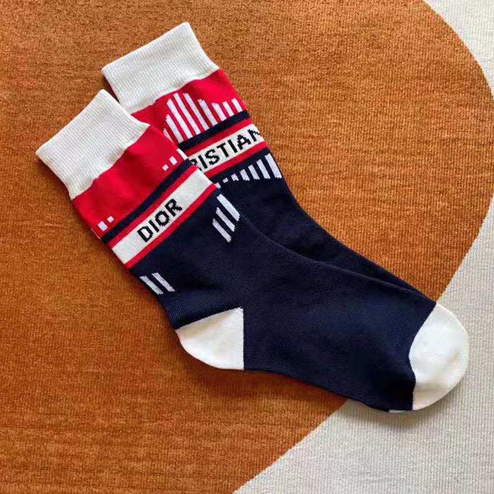 Styled look featuring Dior Women Socks Navy and Ecru Dior Oblique Cotton Blend