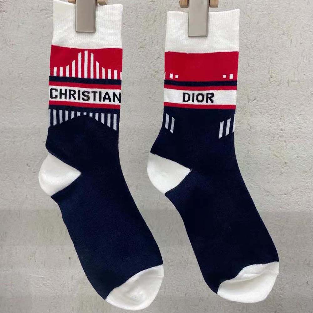Dior Women Socks Navy and Ecru Dior Oblique Cotton Blend - image 4