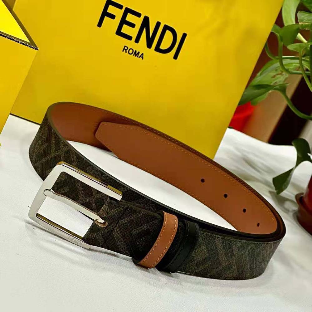 Fendi Men Fendi Diagonal Belt Beige Leather-7C0497A9XSF1EGA - image 4