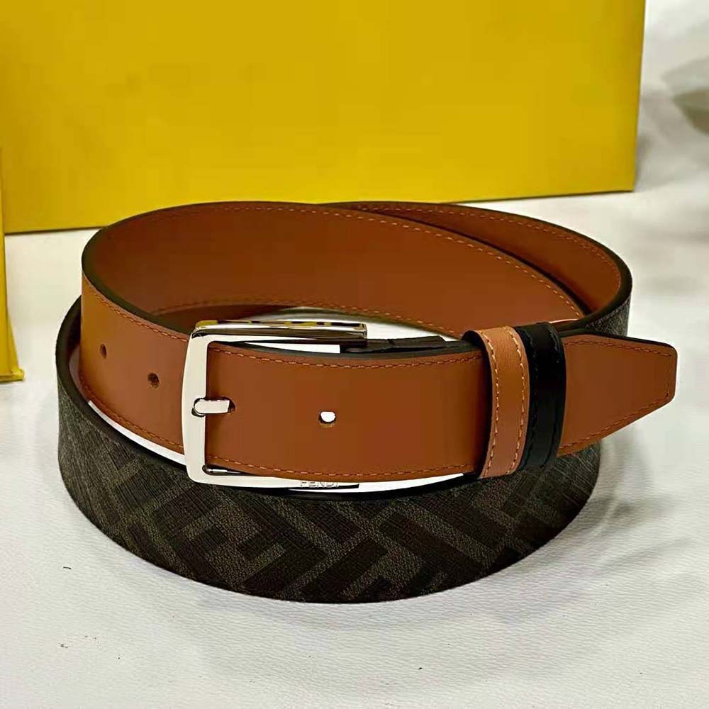 Fendi Men Fendi Diagonal Belt Beige Leather-7C0497A9XSF1EGA - image 5