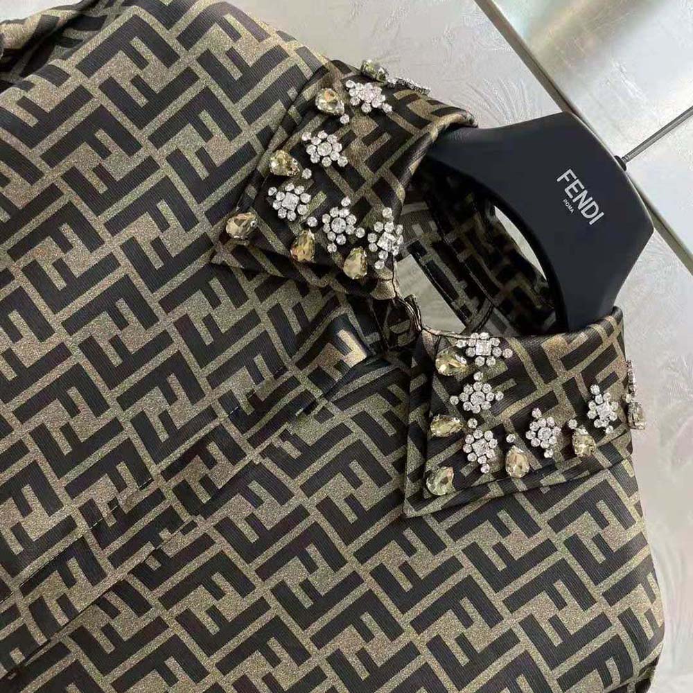 Fendi Women Dress Brown FF Twill Shirt - image 4