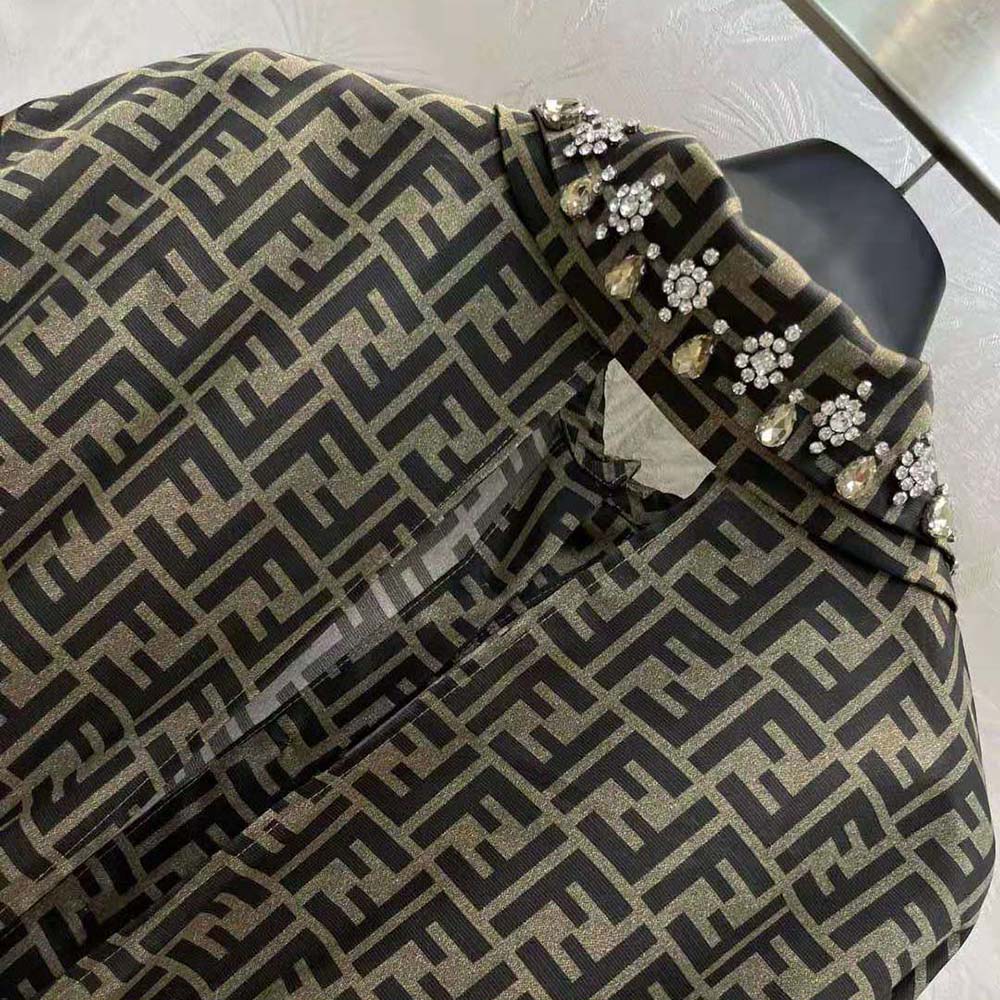 Fendi Women Dress Brown FF Twill Shirt - image 5