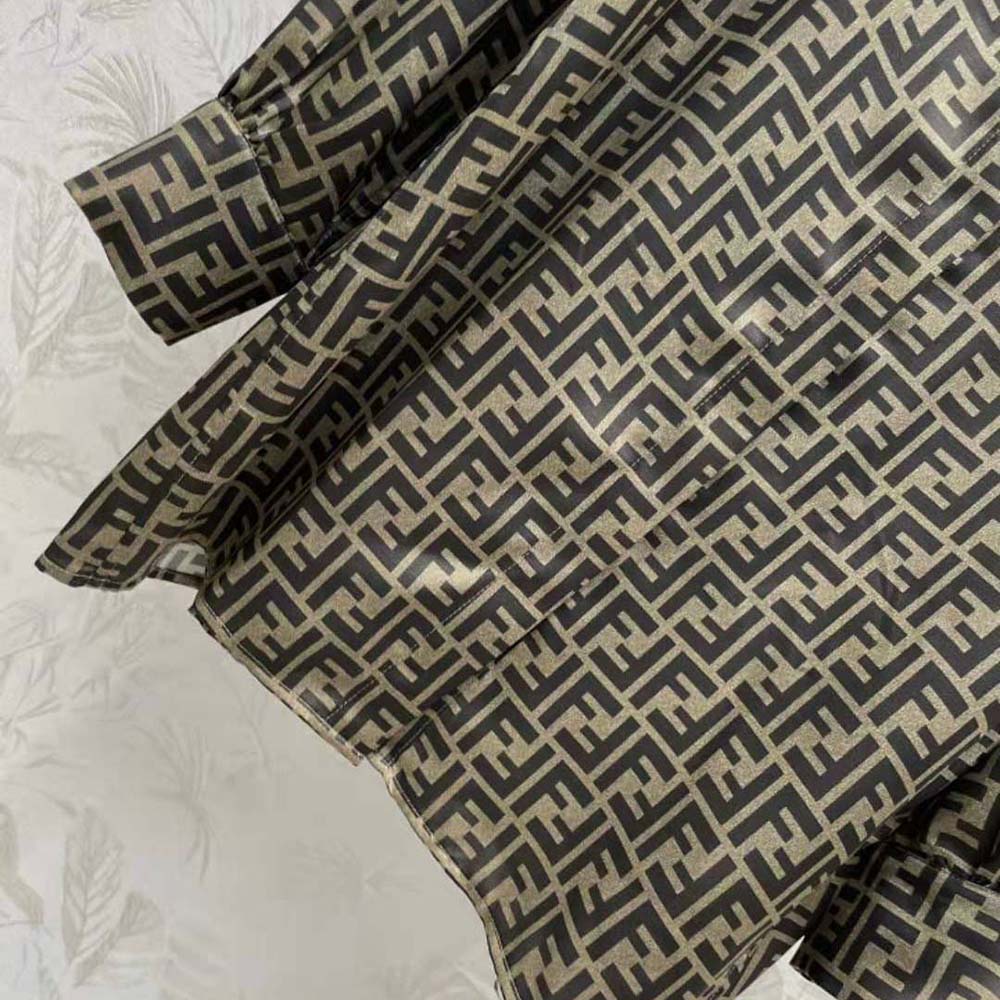 Fendi Women Dress Brown FF Twill Shirt - image 6