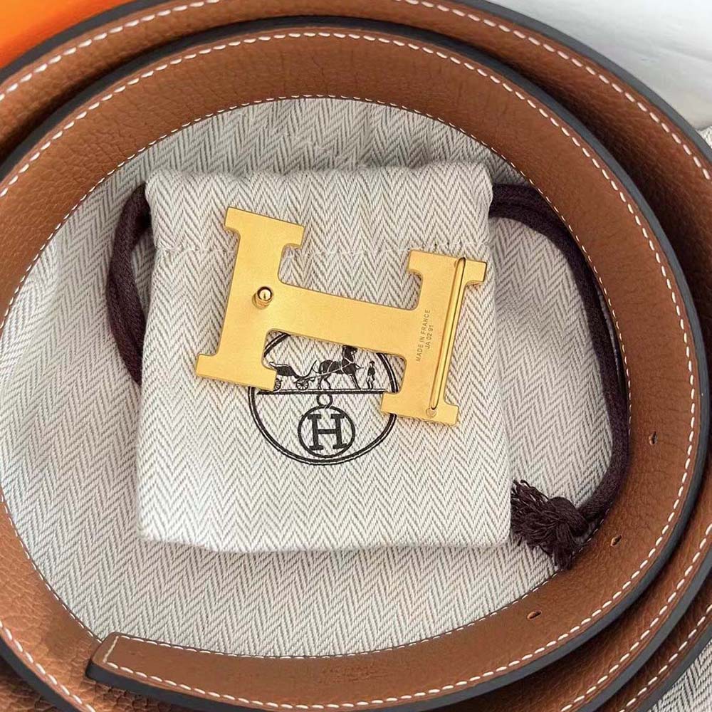 Hermes Men H Belt Buckle & Reversible Leather Strap 32 mm-Black - image 8